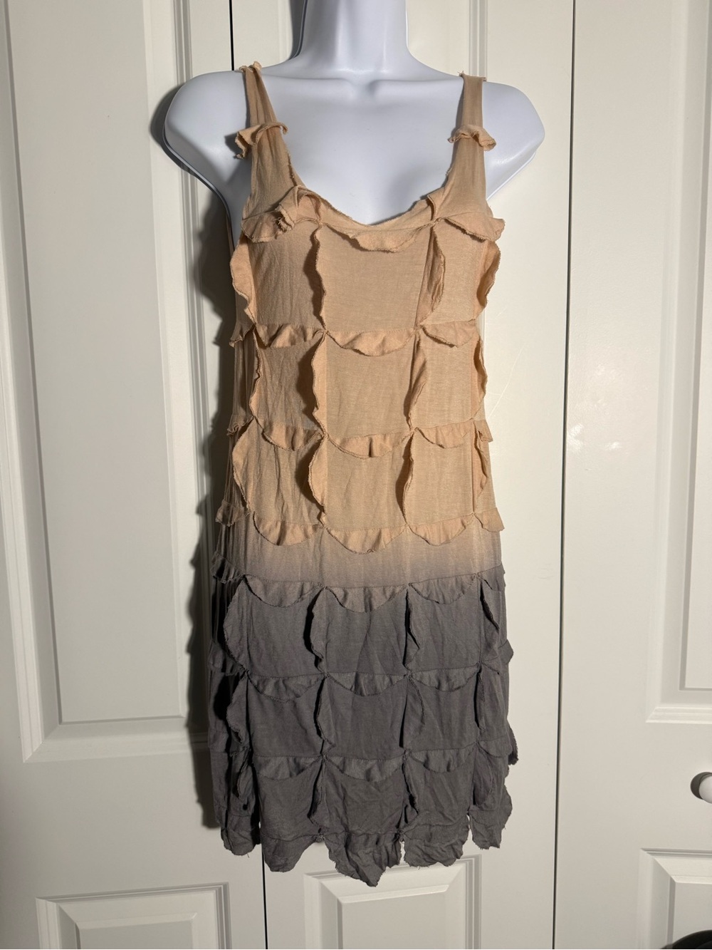 Topshop Beige to Gray Ruffle Ombre Mini Dress